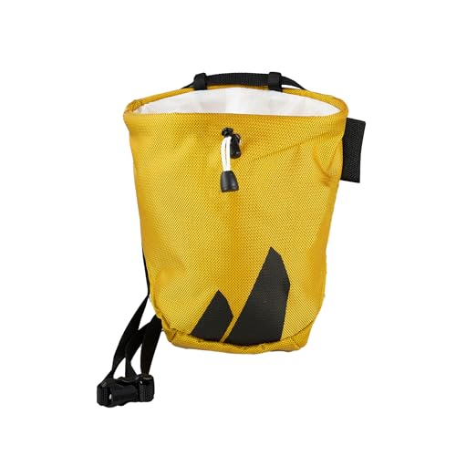 TRANGO Photon Eco Chalk Bag - Ultralight Climbing Chalk Bag, Sustainable Materials, Brush Holder, Adjustable Waist Belt, Rock Climbing & Bouldering - color: Gold