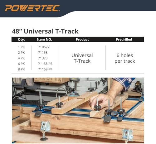 POWERTEC 71609V 3" T-Track Intersection Kit with Predrilled Mounting Holes, for Universal T Track, T Track Accessories for Woodworking Jigs and Fixtures - size: Intersection kit, 1 Set