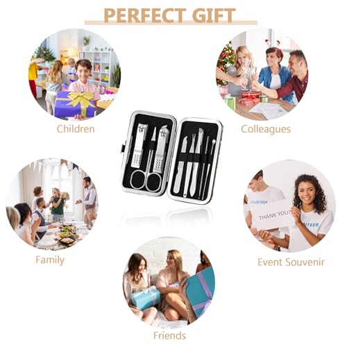 Geosar 12 Set 8 in 1 Manicure Kit Gifts Stainless Steel Nail Clippers Set Pedicure Care Tools with Leather Case Travel Portable Grooming Kit for Women Men Nurse Hands Foot(Glitter Rose Gold) - color: Glitter Rose Gold