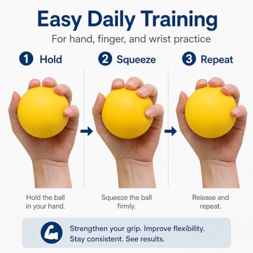 Hand Exercise Grip Ball, Finger Strengthener, Wrist and Hand Training Tool for Sports and Fitness - color: Yellow