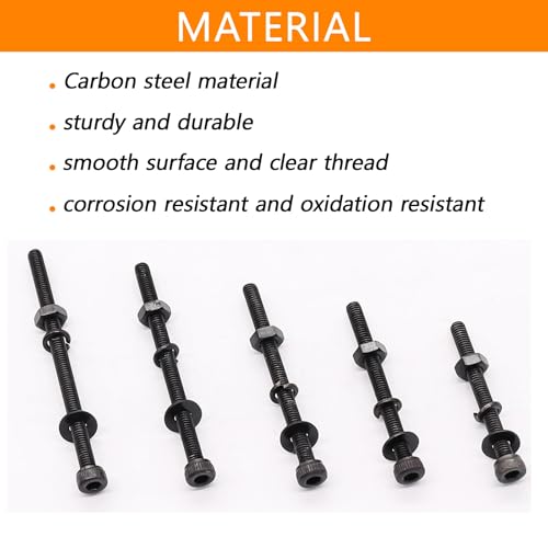 461Pcs M3 Socket Head Screws Metric Screws Bolts Washers Nuts Kit | M3 x 30mm /35mm /40mm /45mm /50mm Machine Screw Assortment Kit 12.9 Grade Alloy Steel Fully Threaded for Furniture - size: M3 x 30mm, 35mm, 40mm, 45mm, 50mm