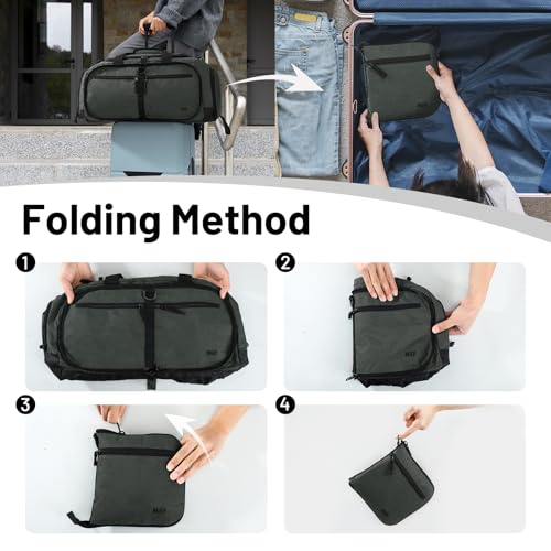 MIER Packable Travel Duffle Bag with Shoe Compartment, 50L, Green Gray | Foldable Weekender Duffel; Multi-Pockets; Adjustable Shoulder Strap; Luggage Sleeve; Travel, Sports, Camping, Gym - color: Green Gray, size: 50L