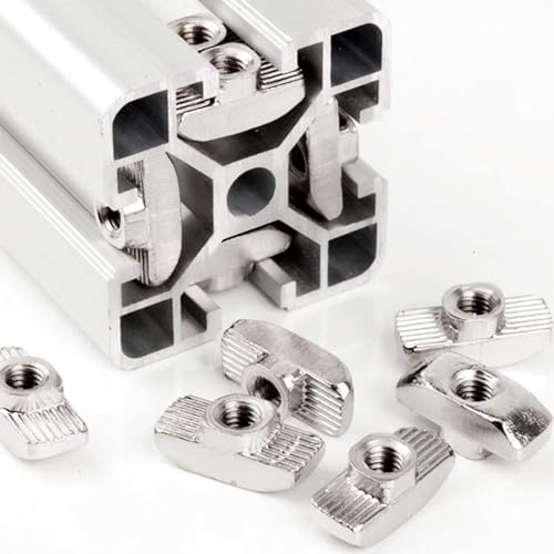 100 Pcs 3030 Series M6 T Nuts, T Slot Nut Hammer Head Fastener Nut, Nickel Plated Carbon Steel Nut for European Aluminum Profile,Drop in T Slot Nuts Assortment Kit(30-M6) - size: 30-M6(100 Pcs)