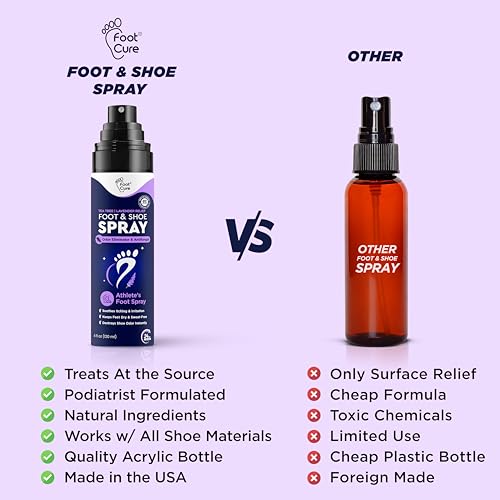 Foot Cure Shoe Deodorizer Spray - Tea Tree | Lavender Shoe Deodorizer for Smelly Feet, Athletes Foot Spray Odor Eliminator and Sweat Control | Removes, Controls & Prevents Odors - 120ml Made in USA