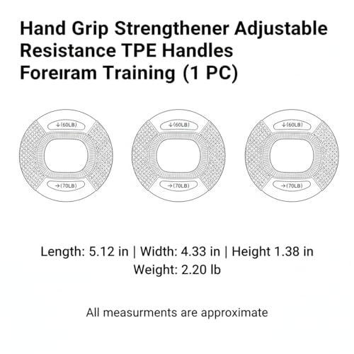 Adjustable Hand Grip Strengthener with TPE Handles for Forearm, Finger & Wrist Training - Portable Fitness Tool - color: Red
