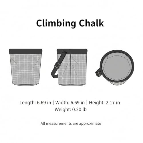 Climbing Chalk Bag with Drawstring Closure - Lightweight Waist Pouch for Rock Climbing, Bouldering & Gym Training (6.7 Inch Opening) - color: Gray