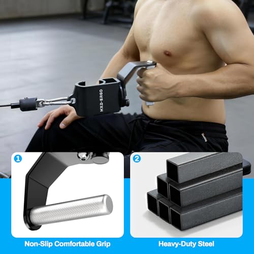 HXD-ERGO Rotating Pull-Up Handles-Ergonomic Exercise Handle for LAT Pulldown Attachments/Seated Rows/Barbell Handles -Quick Attachment to Bar for Strength Training Workout - color: Black-Fixed rotation
