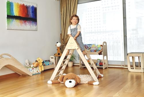 Montessori Climbing Triangle | Wooden Indoor Climbing Frame for Kids & Toddlers | Montessori Climbing Structure | Montessori Play Structure Wooden Activity Triangle (Large Triangle) - style: Triangle