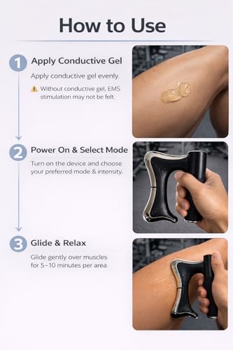 Heated Muscle Scraper Tool, Fascia Release Full Body Contouring Machine, Muscle Scraper Tool Features Modes: Vibration, Heat Therapy and Microcurrent, Fascia Instant Muscle Relaxation Soreness Relief - color: Black 06