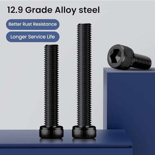 30pcs M8 x 25mm Hex Socket Head Cap Screws Bolts, 12.9 Grade Alloy Steel, Black Oxide Finish, Allen Socket Drive, Full Threads,with Hex Spanner - size: M8x25mm