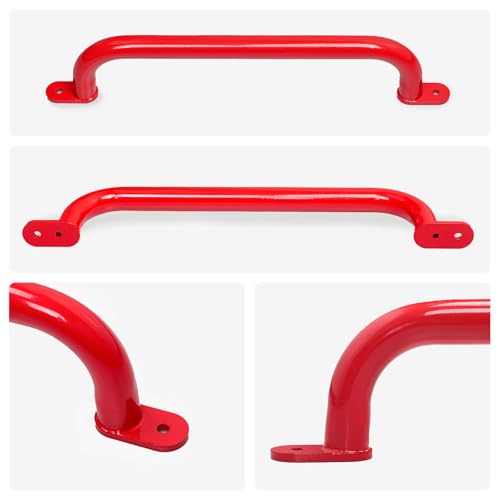 17 Inch Red Playground Handles Indoor Kids Monkey Bars Ladders 2Pcs | Heavy Duty Solid Metal, Vibrant Color Smooth Glossy Powder Coating, Comfy Secure Grips for Playset Swing Set Climbing Frame - color: Red - 2 Pack