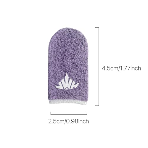 Jwh 10 Pcs Silver Fiber Game Finger Sleeves,Purple Thumb Sleeves Mobile Gaming Cots,Game Thumb Covers,Gaming Finger Gloves with Touchscreen for Pubg Fundas para Dedos Dedales Gamer Profesionales - color: 10Pcs Purple +Storage Box
