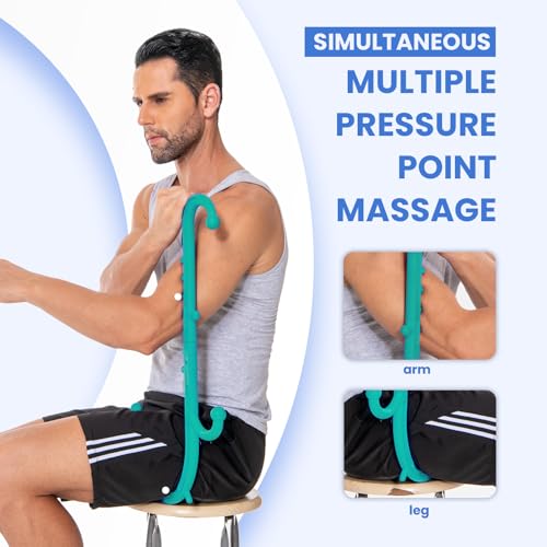 Ranarose Deep Tissue Back & Neck Massager - Back Massager Stick for Pain Relief, Muscle Knot Remover, Trigger Point Massage Tool for Full Body, Shoulders, Legs - Pressure Point Massage Tool - color: Turquoise