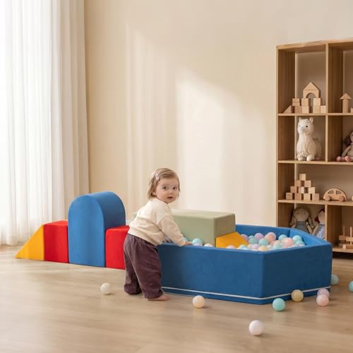 Zedachica 8-Piece Soft Foam Climbing Blocks for Crawling Climbing and Sliding,Toddler Climbing Toys Indoor,Foam Play Gym,Modular Play Set for 3+ Years,Blue - color: Blue