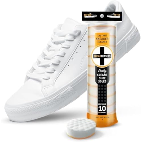 SneakERASERS Instant Sneaker Cleaner, Premium Shoe Cleaning Kit for Sneakers, Dual-Sided Sponges, Effective for Tennis Shoes & Women Men Sneakers, Gentle Rub Design (10 Pack) - style: 10 Pack