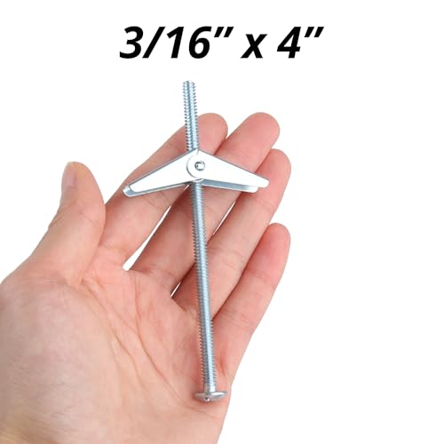 HASWARE Toggle Bolt Zinc Plated Steel and Wing Nut for Hanging Heavy Items on Drywall 3/16x4 (12 Pack) - size: 3/16x4" (12 Pack)