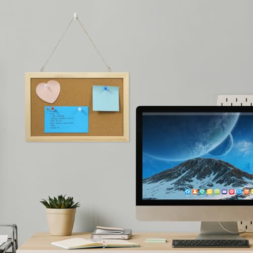 MAGICLULU Double-Sided Cork Bulletin Board with Wooden Frame Wooden Message Board with Easel Stand for Notes, Photos and Displays 11.81x7.87 Inch