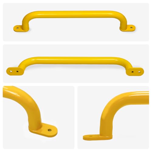 17‘’ Yellow Playground Handles Indoor Kids Monkey Bars Ladders 2Pcs | Heavy Duty Solid Metal, Vibrant Color Smooth Glossy Powder Coating, Comfy Secure Grips for Playset Swing Set Climbing Frame - color: Yellow - 2 Pack