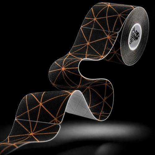 Dragon Tape Copper Infused Kinesiology Tape, Black, Single Roll | 20 Precut Strips per Roll, Water Resistant, Elastic Athletic Tape, Muscle Strain & Joint Support, Weightlifting & Recovery - color: Black, size: Single Roll
