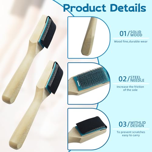 3 Pcs Dance Shoe Brush Set – Copper Wire Bristles & Wooden Handle, 6.7 x 1.1 Inches – Complete Dance Shoe Maintenance Kit for Ballroom, Ballet, and More