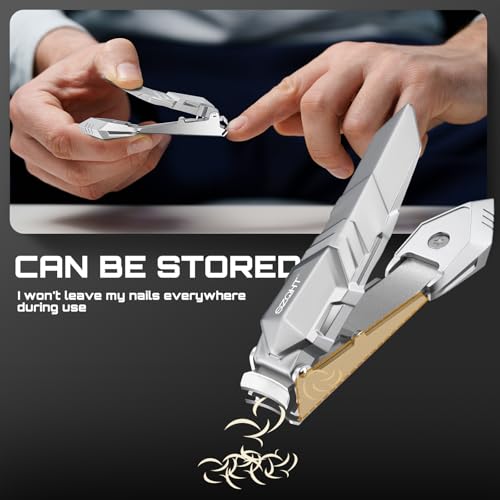 Nail Clippers,Precise and Durable Toe Nail Clippers with Catcher and Nail File,Fingernail Clippers forThick Nails,Nail Cutter Without Mess for Men and Women(Gray)