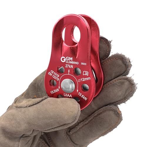 GM CLIMBING Fixed Micro Pulley 27kN CE UIAA Certified Slack Tender for Hitch Tending - color: One Unit