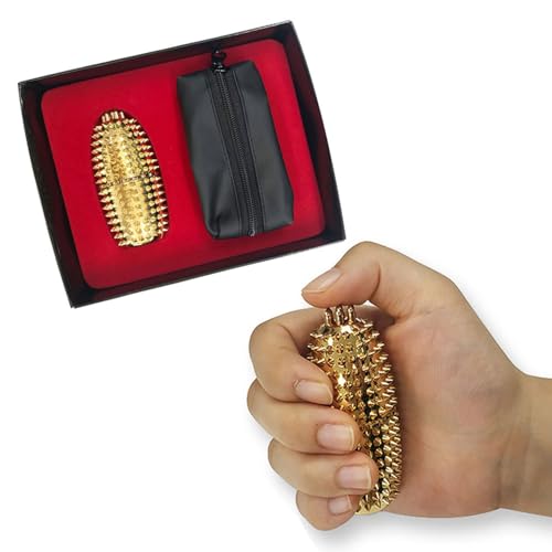 Hand Acupressure Ball with Storage Pouch, Palm Roller for Grip Strength, Finger Exercise, and Stress Relief Massage_Size for 1.18 x 2.75 inches (3x7cm)