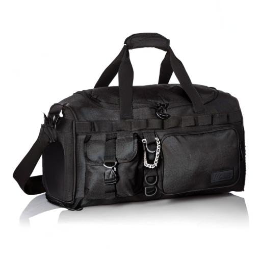 Fitdom 20" 32L Tactical Black Gym Duffle Bag with Shoe Compartment. Best Workout Bag For Men & Women. Black Gym Bag is Great For Basketball, Soccer & Other Sports As Well As Weekender & Overnight Bag