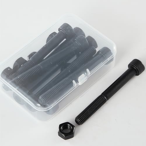 M10-1.5x70 Socket Head Cap Screw and Nut Kit 4set, Grade 12.9 Alloy Steel, Black Oxide Finish, Partially Thread, High Tensile Strength for Automotive, Machinery & Heavy Duty Use - size: M10x70mm(4 Sets)