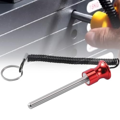 Gym Pin, Universal Aluminum Alloy Weight Stack Pin with Pull Rope for Fitness Equipment Pin Training - color: Red 10*125mm
