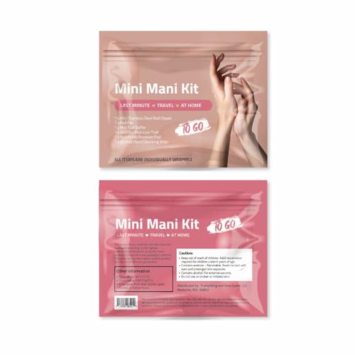 Mini Mani Kit – Disposable Manicure Set with Nail Clipper, File, Buffer, Cuticle Stick, Remover Pad & Alcohol Wipe – Single-Use Nail Care Kit for Travel, Events, or Bulk Hygiene (Regular, 1, Count) - size: 1 Count (Pack of 1)