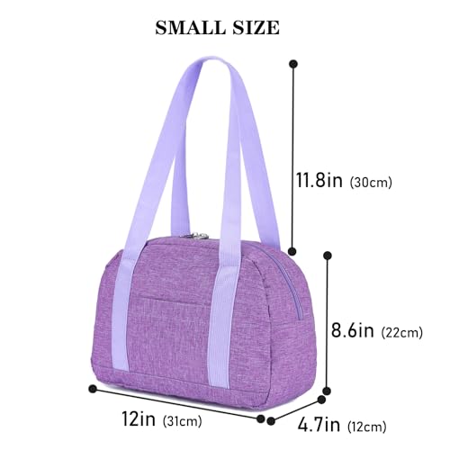 Mini Gym Bag for Women Girls, 12 inch Small Gym Tote, Lightweight Small Carry On Duffle Bag for Travel Sports - color: Light Purple