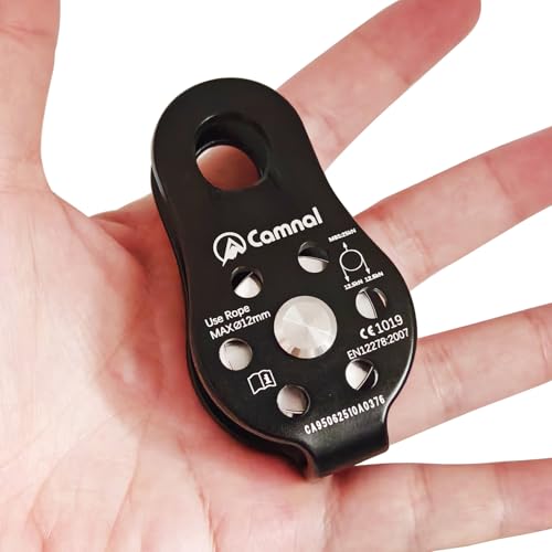 Fixed Plate 26KN Small Climbing Pulley, General Purpose Small Single Sheave Hauling Pulley for Rock Climbing, Rappelling, Zipline Sports Etc (Black, Pack of 1) - color: Black(Pack of 1)