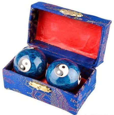 JapanBargain, Set of 2 Chinese Baoding Balls Hand Exercise Therapy Balls Stress Reliefe Balls, (Blue) - color: Blue