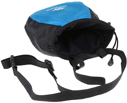 Chalk Bag Storage Pouch for Rock Climbing Gym with Drawstring and Adjustable Waist Belt * Black and blue -