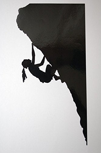 Rock Climber Girl Vinyl Sticker Decal V238 Mountain Climb Choose Color&Size (24" x 12", Black) - color: Black, size: 24" x 12"
