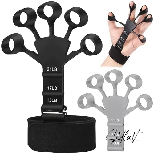 SEDLAV Finger Resistance Bands and Finger Extension Exerciser Strength Training Equipment - Improve Finger Strength & Flexibility - Wrist Strength Workout, Finger Stretcher Hand Training