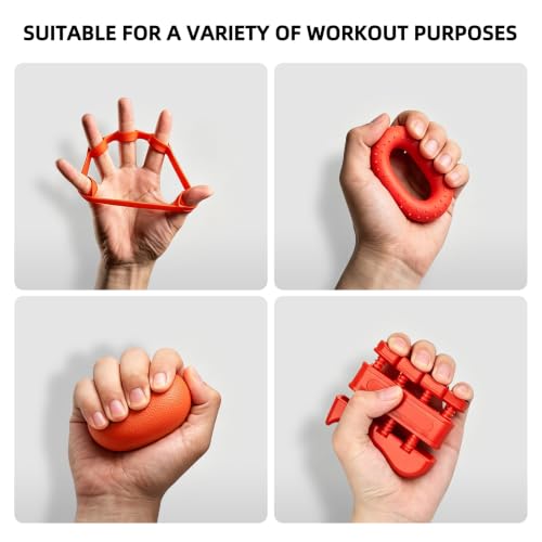 Hand Grip Strengthener Set Resistance Gripper for Forearm Training Adjustable Carpal Tunnel Rehab, Climbing, Weightlifting - color: Orange