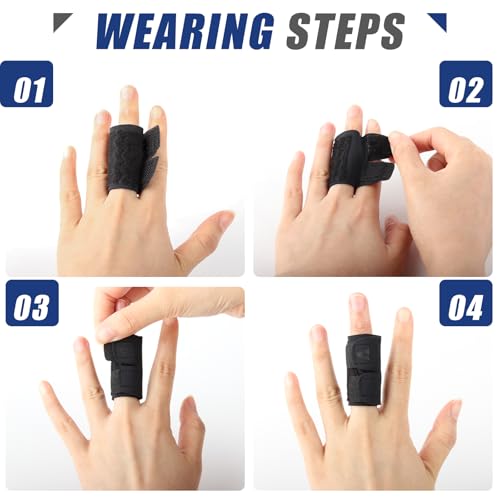 Finger Splints, 2 Pack Neoprene Finger Buddy Straps, No Metal Support Finger Brace, Adjustable Compression Finger Wraps for Daily and Sports Use, Single Finger - Large - size: Large