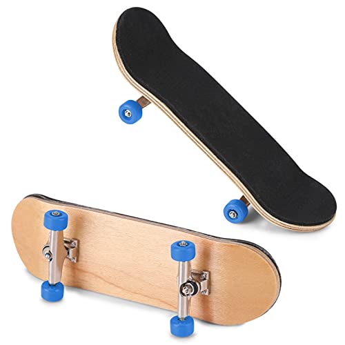 Fingerboard, 3.78 X 1.1 Inch Finger Skateboards for Kids, Alloy + Plastic + Wood + PU Mini Finger Board, DIY Shock Absorption Mini Skateboards for Fingers(Navy)