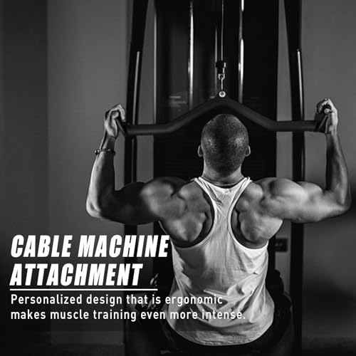 BLUSLM Lat Pull Down Bar T bar Row Attachment, V Bar Tricep Lat Pulldown Attachments, Back Strength Training Bar for Home Gym Exercise Cable Machine Attachments - color: Black 05