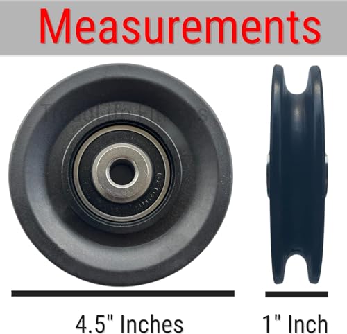 TreadLife Fitness Universal Pulley Wheel w/Gym Grade Bearings | Replacement for Cable Pulley System Gym | Heavy Duty Cable Machine Attachment | 3.5" or 4.5" - color: 4.5" Black