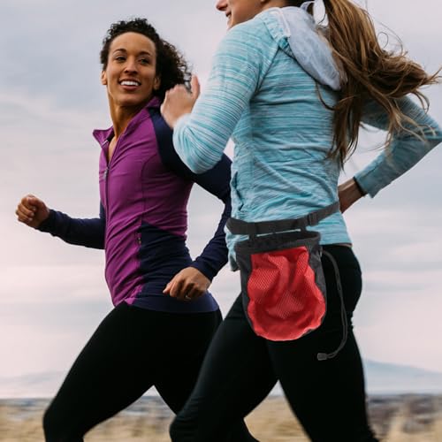 Rock Climbing Chalk Bag Waist Pouch with Drawstring Closure Non-Slip Outdoor Bouldering Chalk Storage Bag for Gymnastics Weightlifting Training (red-Black)