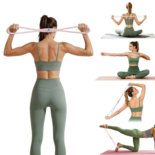 Resistance Bands,Figure 8 Resistance Bands,15LBS Chalk Pink | Silicone Elastic Workout Bands for Arm,Back,Chest & Shoulder,Yoga Pilates Physical Therapy Stretching Equipment