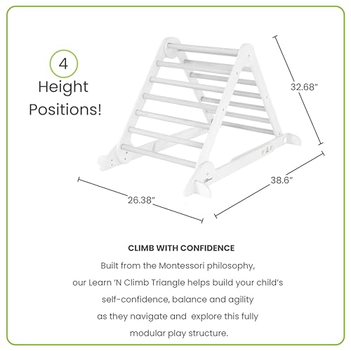 Little Partners Learn 'N Climb Foldable Wooden Climbing Triangle, Wood Climbing Gym for Toddlers, Triangle Climber for Skill-Building and Active Play, Soft White - color: Soft White
