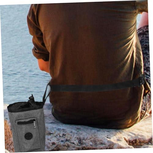 Gray Oxford Cloth Chalk Bag with Zippered Pockets Slip Climbing Chalk Pouch for Rock Climbing Bouldering Weightlifting Gymnastics and Outdoor Hiking Lightweight Waist Pack for