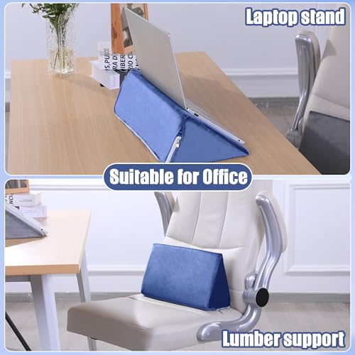 BALAPET 2 Pcs Small Wedge Pillow for Sleeping,Premium Foam Bed Pillow for Side Sleeping,Triangle Wedge Pillow for Leg Elevation,Yoga,Reduce Back Pain(Blue - color: Blue