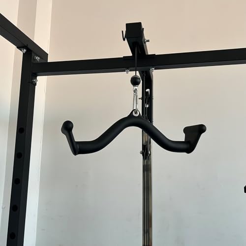 BLUSLM Lat Pull Down Bar T bar Row Attachment, V Bar Tricep Lat Pulldown Attachments, Back Strength Training Bar for Home Gym Exercise Cable Machine Attachments - color: Black 03