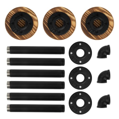 PSLER 3 Pack Helmet Wall Mount, Industrial Pipe Rack for Helmets & Gear | Vintage industrial pipe design,Thickened wall-mounted base,Multi-scene universal holder,Hang riding jackets, scarves & gloves