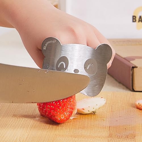 Panda Finger Guards for Cutting Food 4 pcs Set, Premium Stainless Steel Finger Protector for Chopping, Slicing Vegetables, Fruits, Meat, Kitchen Tool Gifts for Kids and Adult - style: 4PCS Panda Finger Guards